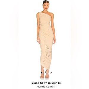*REVOLVE* Norma Kamali Diana Gown Tan Champagne Cream Blonde Flattering